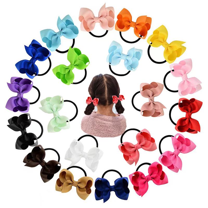 20-Pack Children's Grosgrain Ribbon Hair Ties: Cute Bubble Flowers, Accessories for Girls