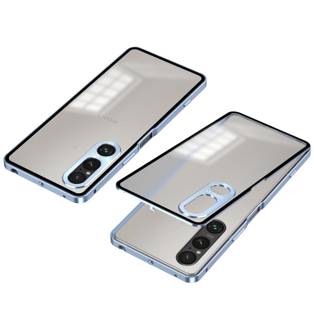 For Sony Xperia 1 V Matte Case Aluminium Alloy+PC Phone Cover with Pop-Up Snap Lock