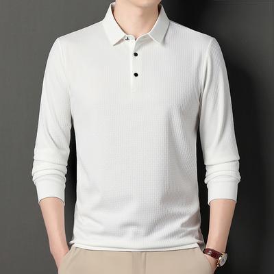 Spring and Autumn Men's Business Casual Lapel Long Sleeve Polo Shirt