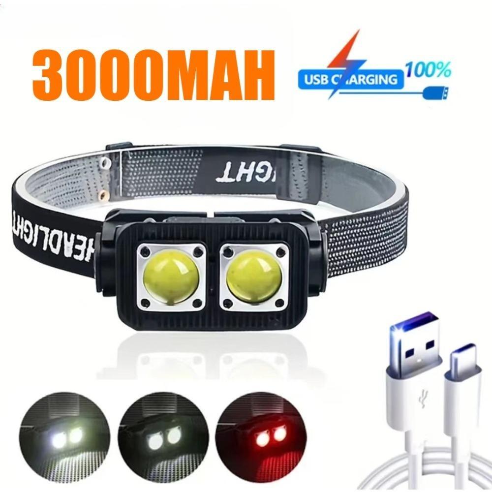 Superhelle Mini-COB-Stirnlampe Typ-C Ladescheinwerfer 3000LM 18650 Stirnlampe Camping Notfall Tragbare wasserdichte Laterne