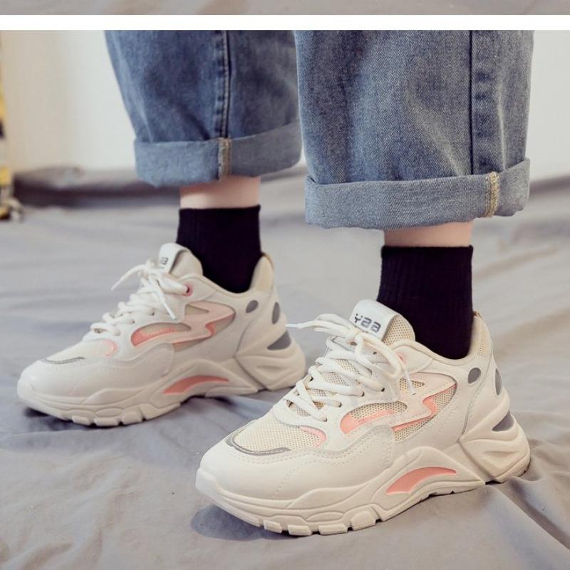 Mode Sneaker Damen Vulkanisierte Schuhe 2025Neu Weiblich Schwarz Weiß Plateau-Sneaker Dicke Sohle Lässige Damenschuhe