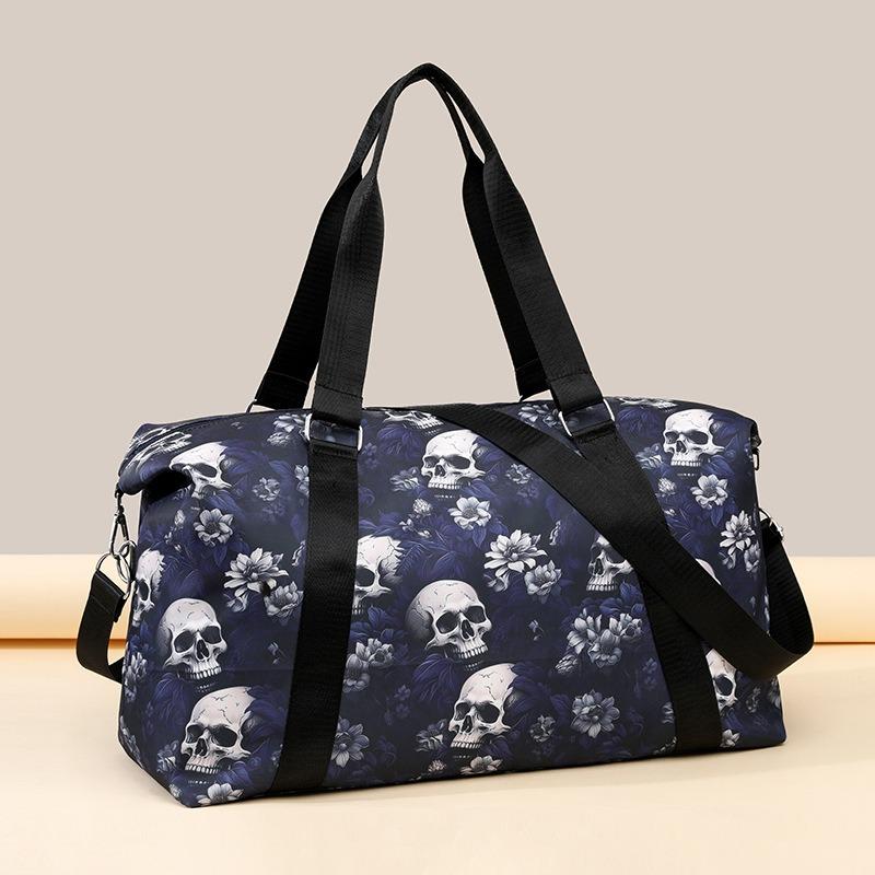 Skull Printed Large Capacity Luggage Tote - Short Trip Multifunctional Shoulder Crossbody Storage Bag