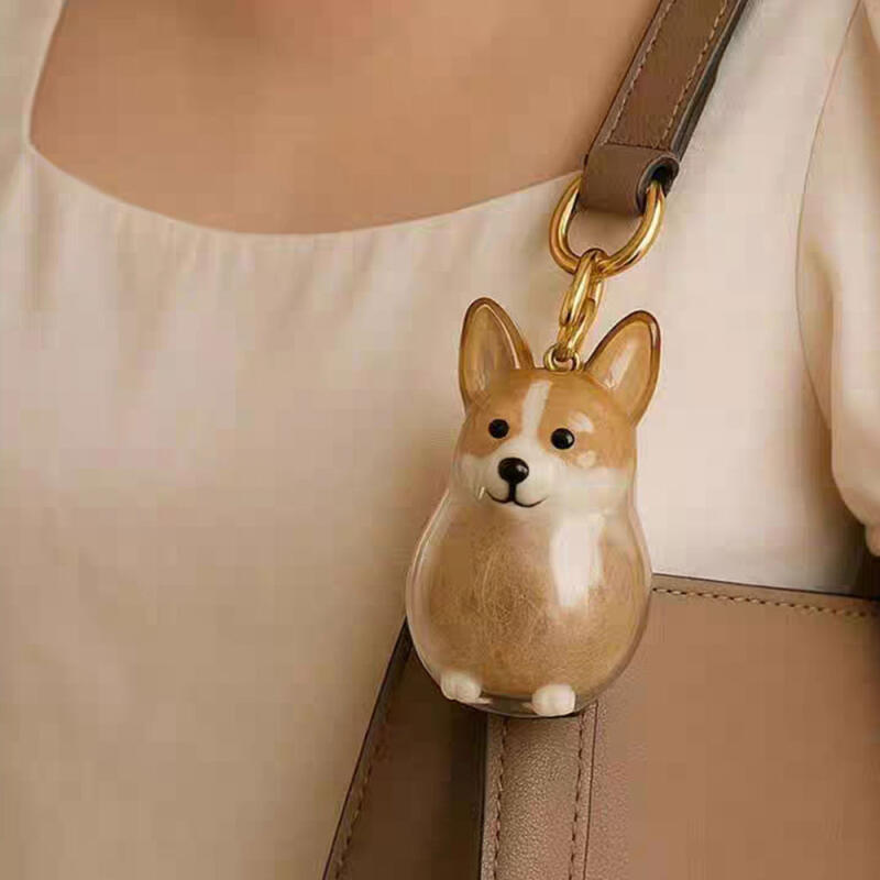 Cute pet puppy transparent fur ball storage keychain fur storage