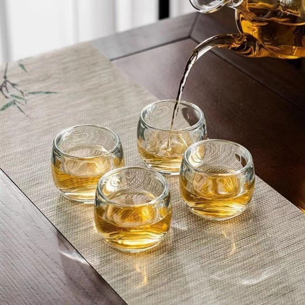 6pcs Exquisite 80ml Tea Cup Transparent Glass Water Cup Heat-resistant Drinking Wine Glass Tea Utensils