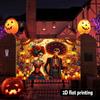 The background wall of the Day of the Dead party in Mexico - colorful skull couples with floral dresses and lanterns