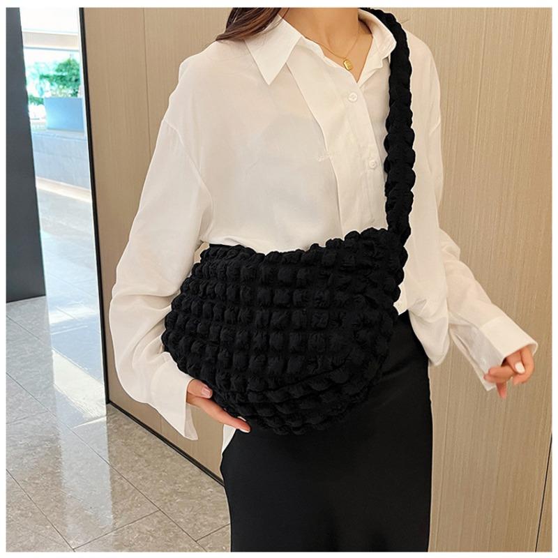 Soft Large Capacity Women Puff Cloud Shoulder Bag Casual Commute Folded Square Bag