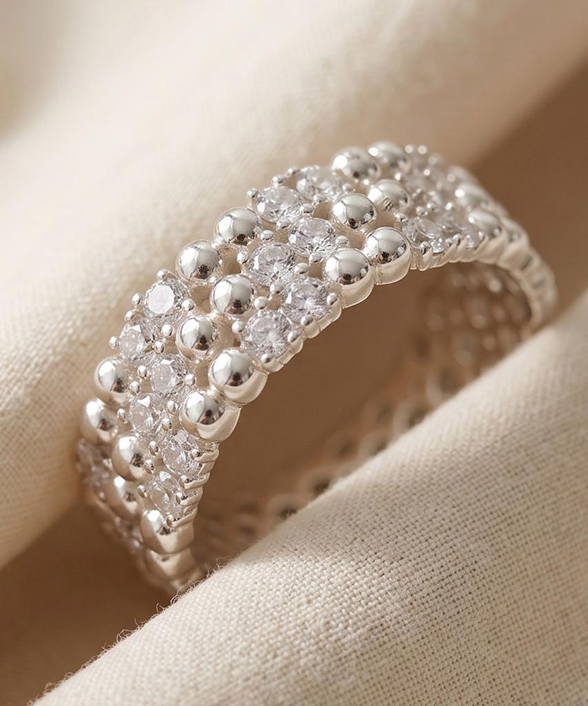 HELENE JEWELRY Silver 925 Triple Cross Cubic Layered Miss Ring (Type A)