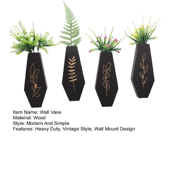 4Pcs Wooden Wall Mount Vase Farmhouse Rustic Home Office Living Room Wall Hanging Artificial Plants Holder Dried Flower Vase Decoration