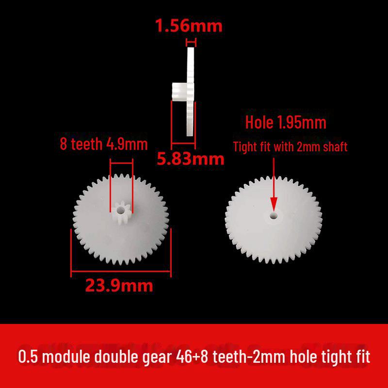 Dwuwarstwowa plastikowa przekładnia zębata o module 0,5, 40-56 zębów, konstrukcja z podwójną redukcją