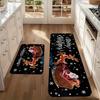 1Pcs Anti Fatigue Kitchen Rugs Santa and Elk Print Waterproof Non-Slip Thick Cushioned Kitchen Mat Heavy Duty Comfort Standing Mat for Kitchen