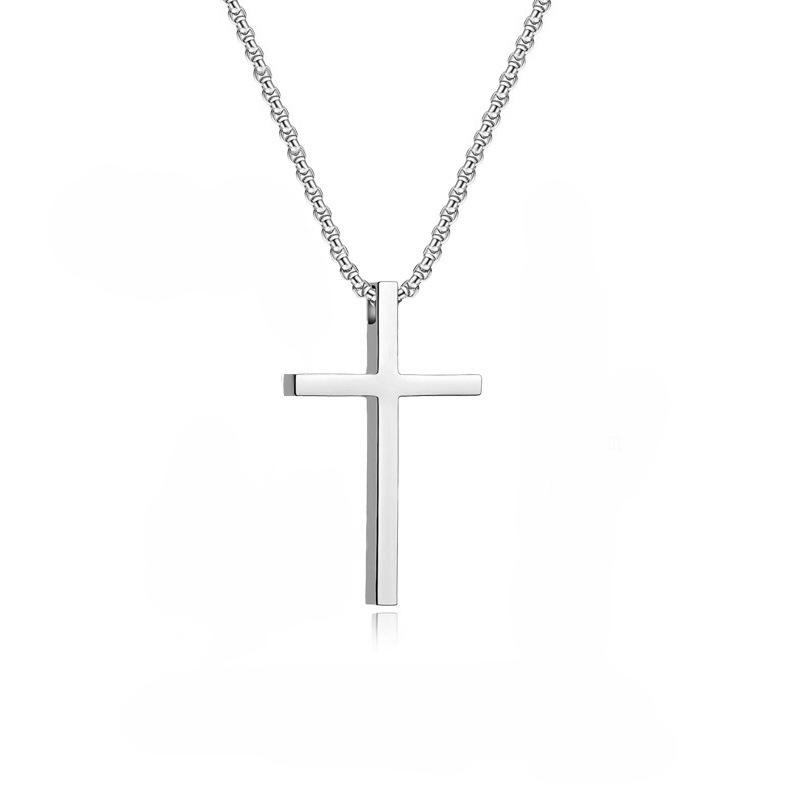 Men's Hip Hop Trend Titanium Stainless Steel Cross Pendant Necklace - Non-Fading Luxury Jewelry