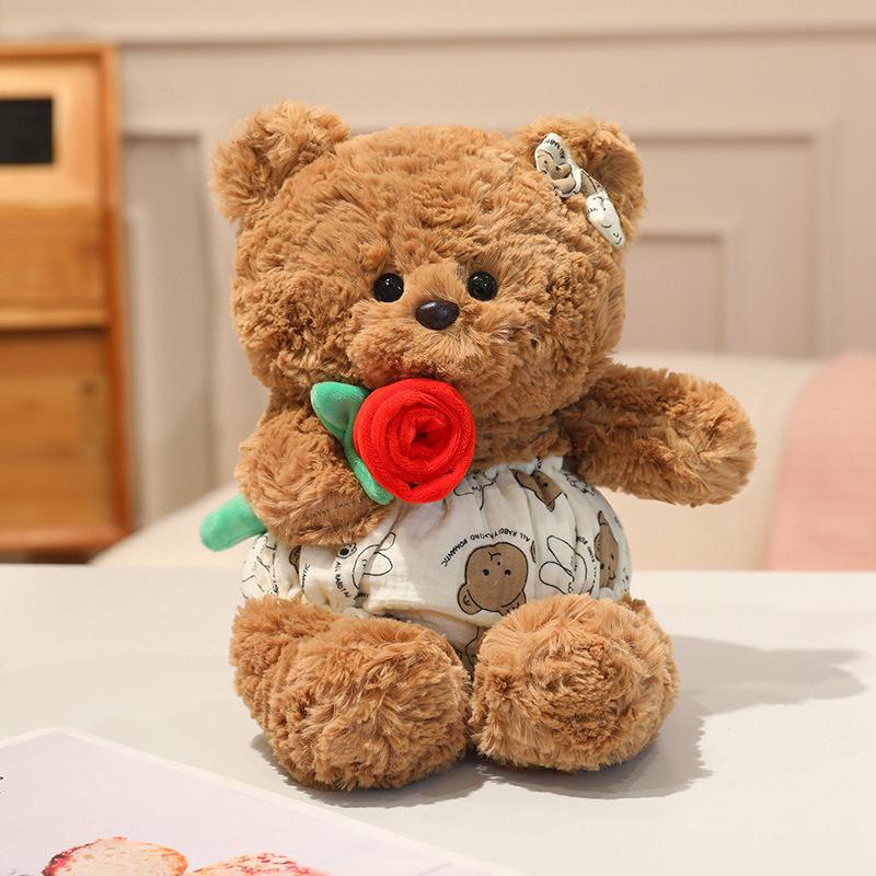 Adorable Rose Teddy Bear Doll - Cute Plush Valentine’s Gift 30cm, 0.42kg