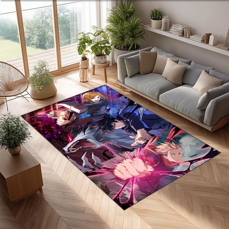 Soft Crystal Velvet Floor Rug,Jujutsu Kaisen Anti Slip Decorative Carpet, Plush Area Mat For Indoor Home Decoration