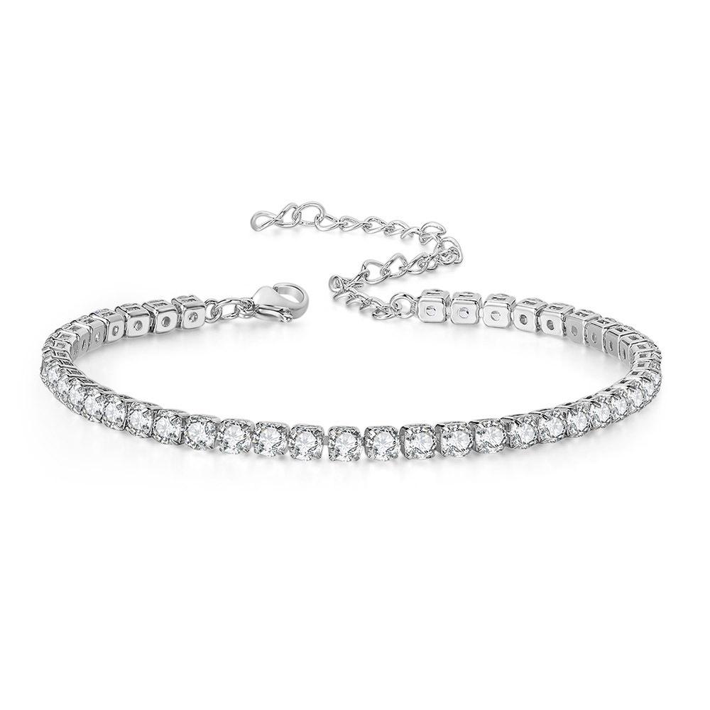Luxury Zircon Women's Anklet: European & American Trendy, Gold-Plated Tennis Chain with Paved Diamonds