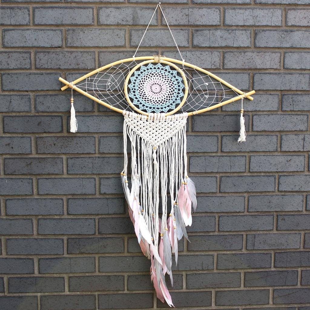Dream Catcher Macrame Evil Eye Blue White Pink