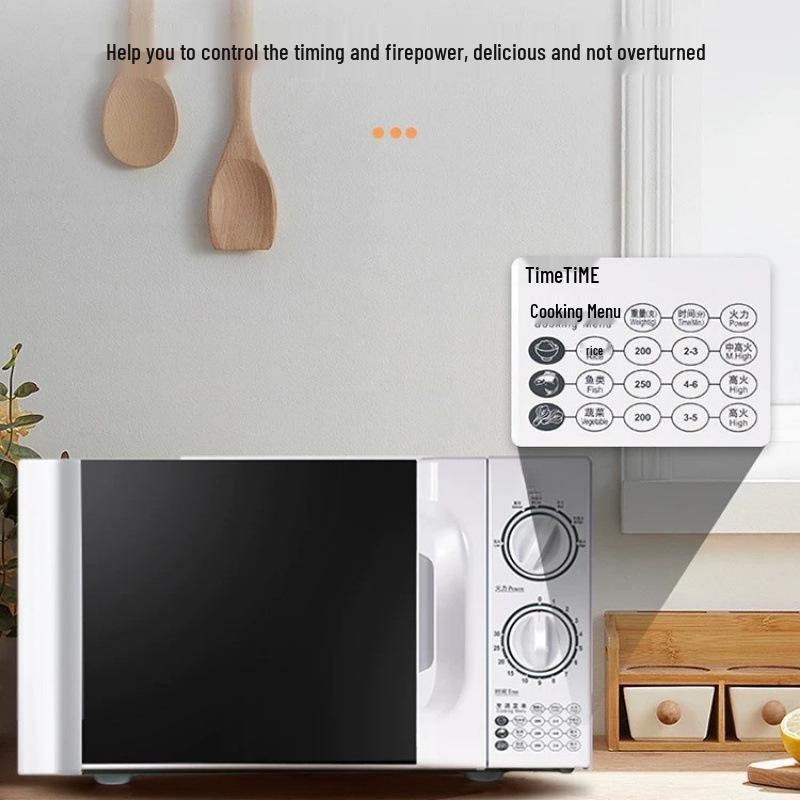Compact Microwave Oven - High-Power, Multifunctional Kitchen Appliance with Mechanical Knob, Steam & Bake Options