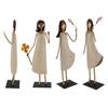 Metal Girl Statue Vintage Iron Art Standing People Figurine Desk Ornament for Home Study Living Room