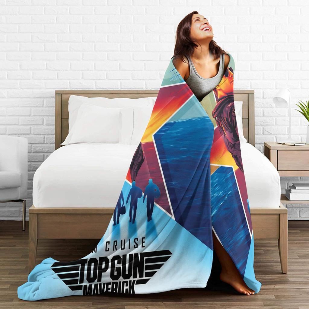 Soft Blanket Picnic Top Gun Sign Tom Cruise Fighter  Throw Blanket  Flannel Bedspread For Home Decor Graphic Sofa Bed Cover