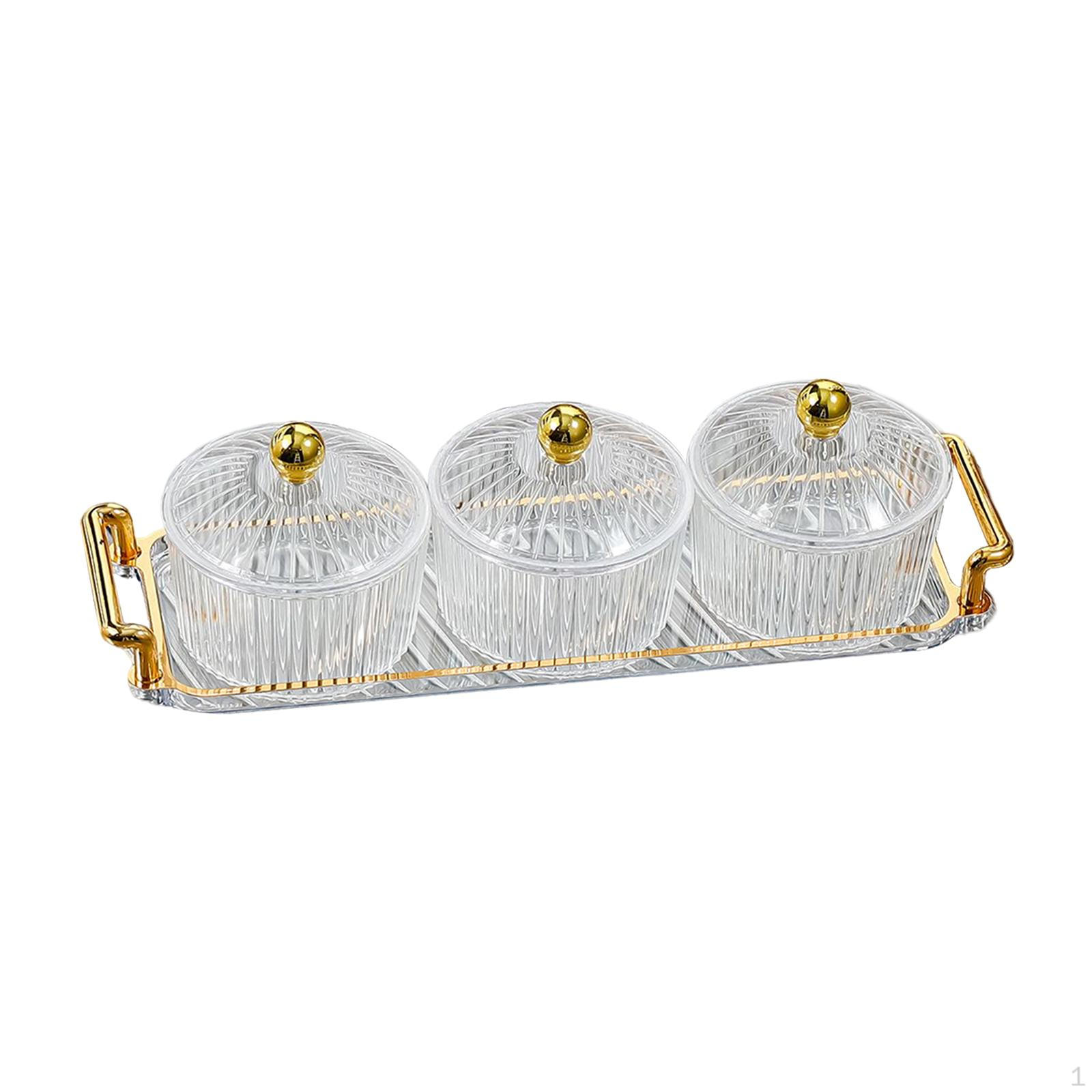 Caddy Serving Platter Condiment Tray,Serving Bowls Cookies Jar,Fruit Snacks for Clear 3 Bowls