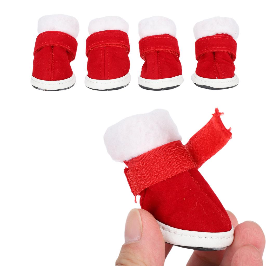 Winter Warm Dog Shoes Christmas Boots Outdoor AntiSkid Paw Protector with Hook Loop Strap