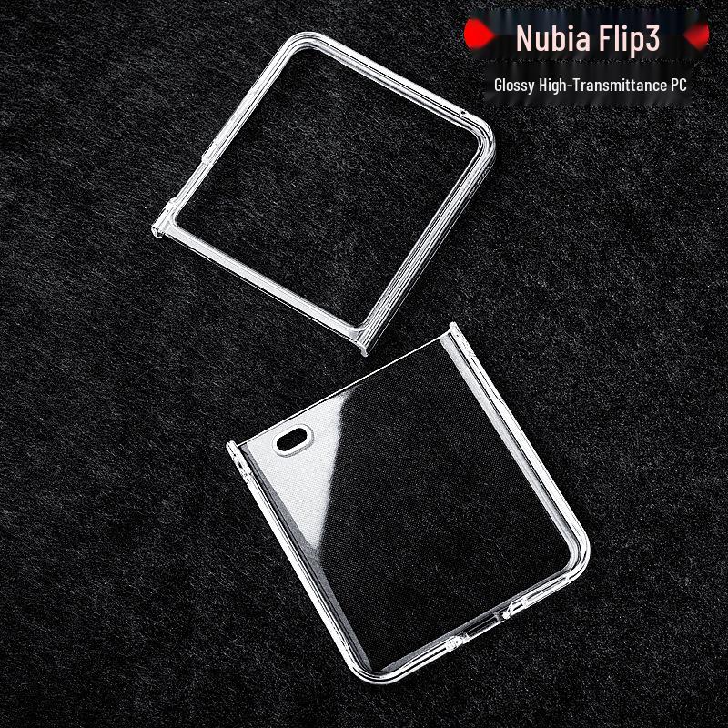 Nubia Flip3 Transparent Hard Case: Foldable Screen Protection with Full Coverage and High Transparency.