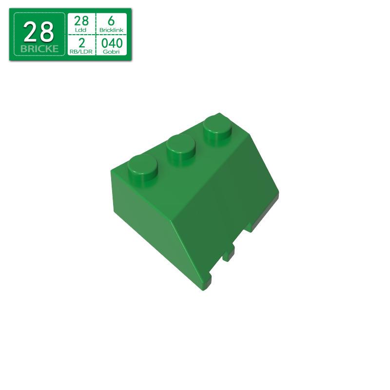 BRICKE 48165 3x3 Right Sloped Wedge Building Blocks, LEGO-Compatible MOC Accessory 50g (~28 pcs) зелёный
