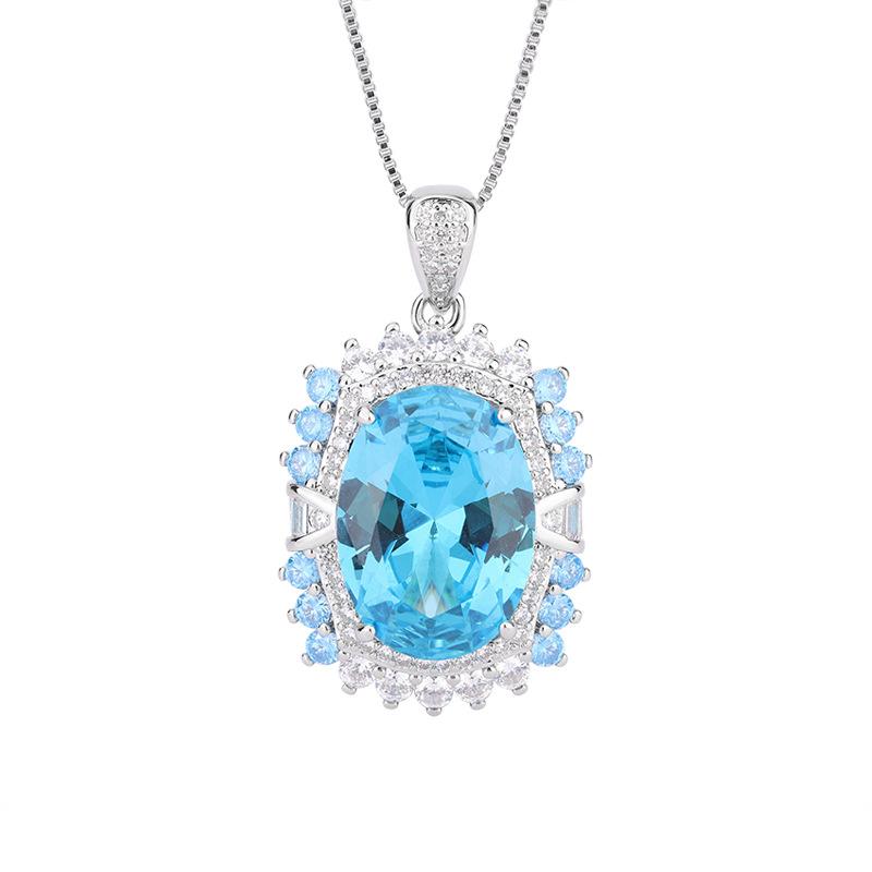 Jewelry Copper Plated Real Gold Real Topa Blue Jewelry Women'S Premium Set Main Stone 13 * 18