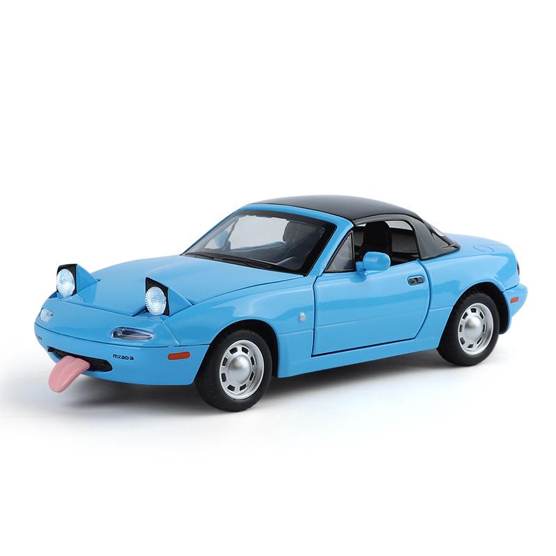 

1/24 Mazda MX5 Модель легкосплавного автомобиля Звук и свет Инерционный механизм Детская игрушка Коллекционные предметы Подарок на день рождения синий