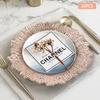 24pcs 12.6 Inch Round Plastic Charger Plates, Elegant Wedding & Party Decor, Rose Gold Snowflake Design, Dish Decor Placemats