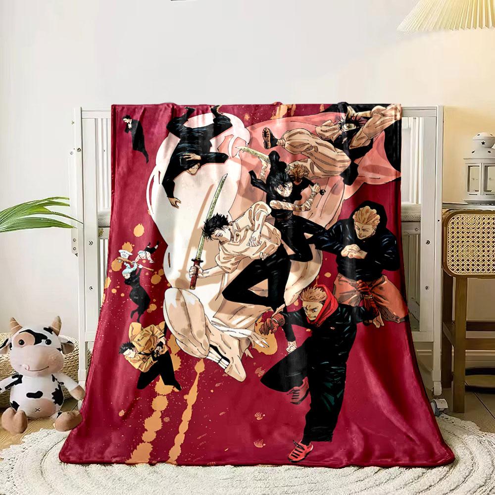

Characters in dynamic action poses with a red background and white figure. for all seasons blanket lunch break throw gift 80cm x 120cm
