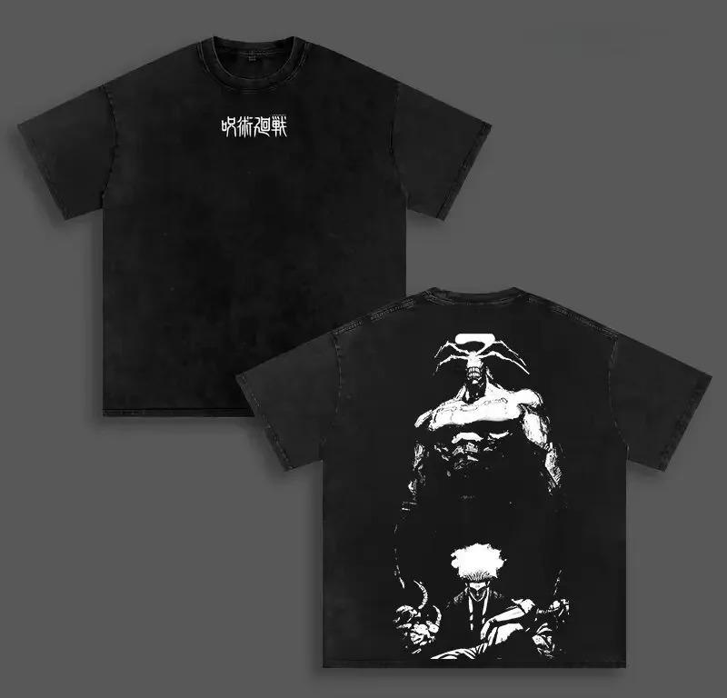 Classic Anime Itadori Yuji Jujutsu Kaisen Graphic Print T-Shirt Men Women Vintage Washed Cotton Summer New Tee Streetwear Y2K Fashion Oversized Top