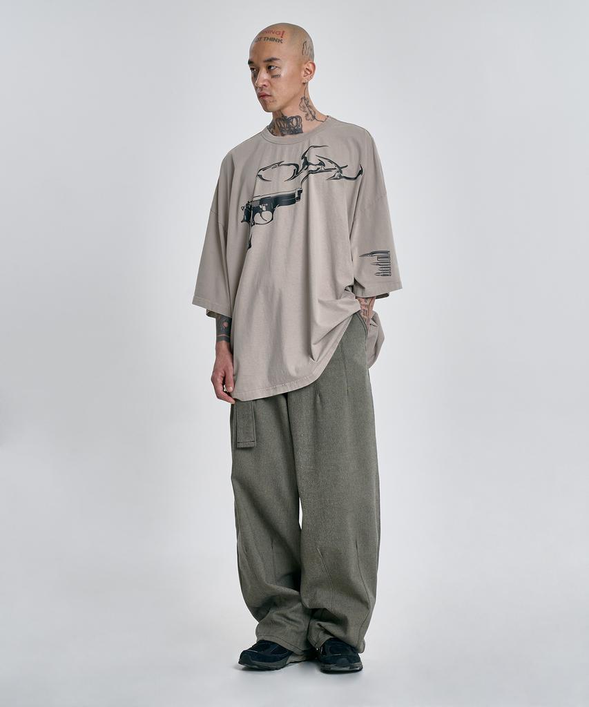 AJOBYAJO [Pba] Gun Shot T-Shirt [Beige]
