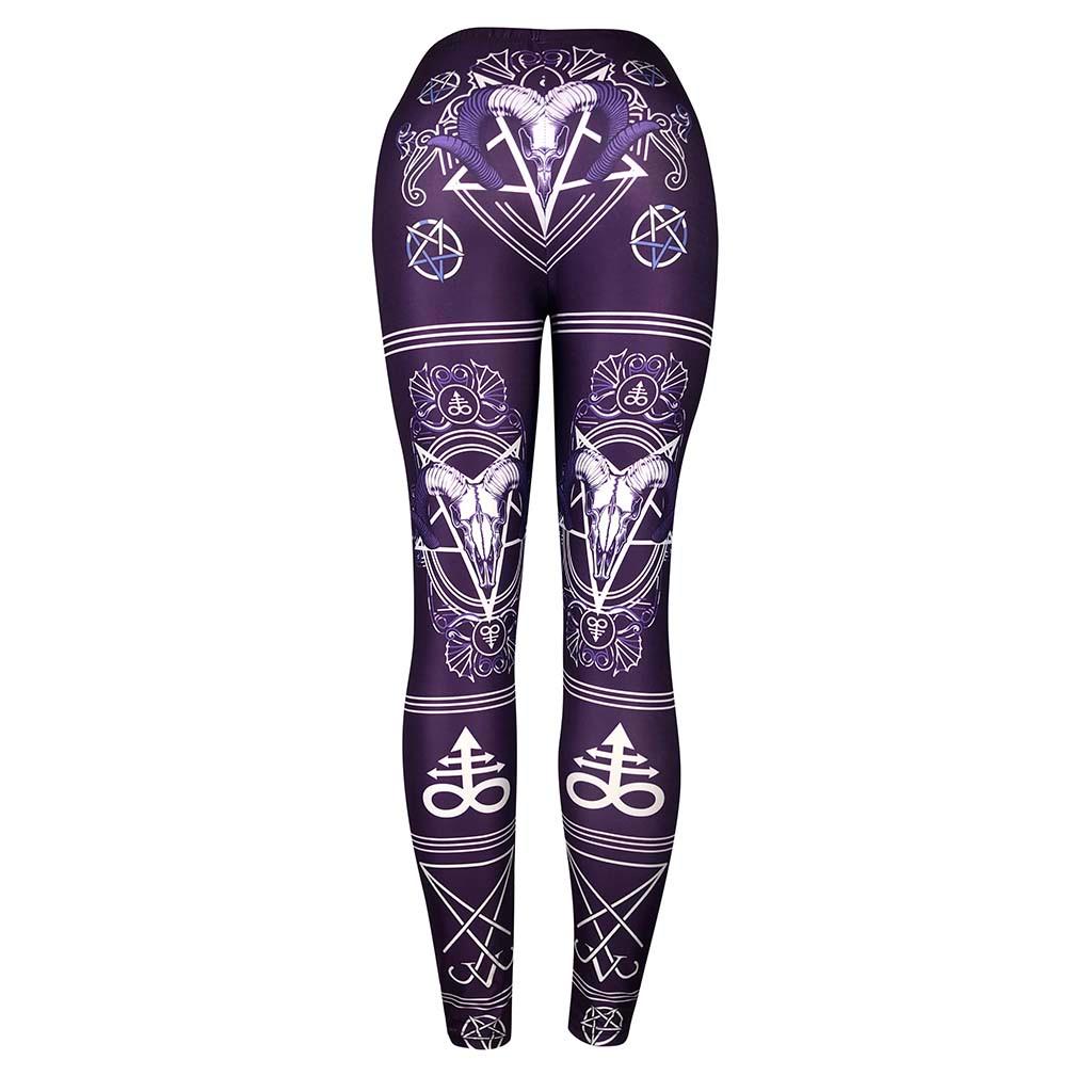 Women Ladies Fashion Printing  High Waist Long Pants Leggings Gothic Pants