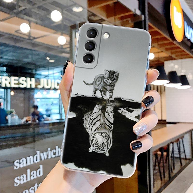 

Прозрачный чехол с забавным мультяшным рисунком кота, милым животным для Samsung Galaxy S22 S21 S20 FE S 22 Ultra S10E S9 Plus 5G, чехол Samsung S22 Ultra 5G