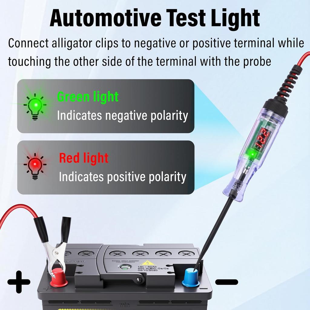 Test Light Automotive, 5-90V DC Test Light With Voltmeter, Bidirectional Car Fuse Tester With Voltage Display, Digital LED Circuit Tester With
