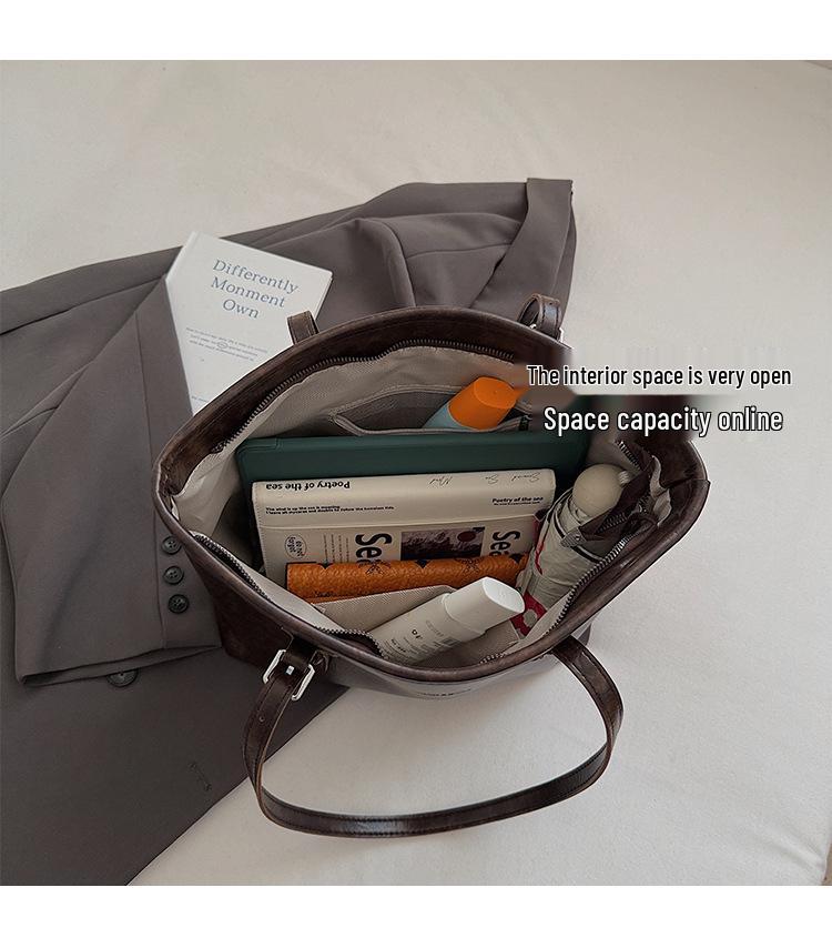 Women's Korean Fashion Large-Capacity Retro Tote Bag - Versatile and Stylish Underarm Accessory