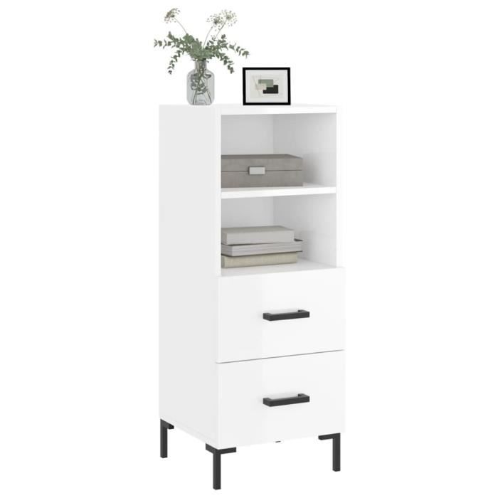 VidaXL Buffet Blanc brillant 34,5x34x90 cm Bois d'ingénierie 828670