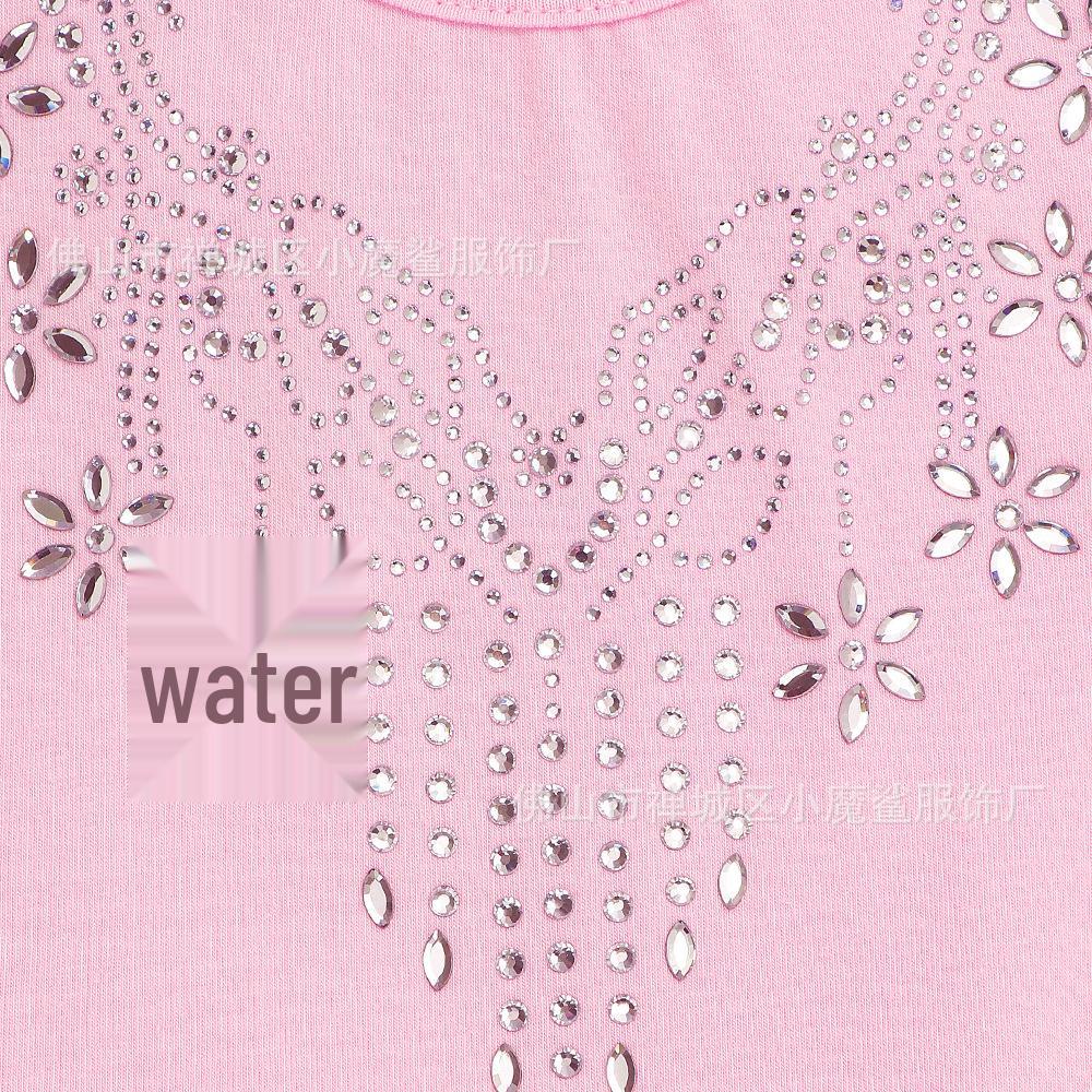 Girls' Dance Dress with Diamond Sequins: Mesh Long Sleeve Slim Fit Bodysuit and Puffy Skirt