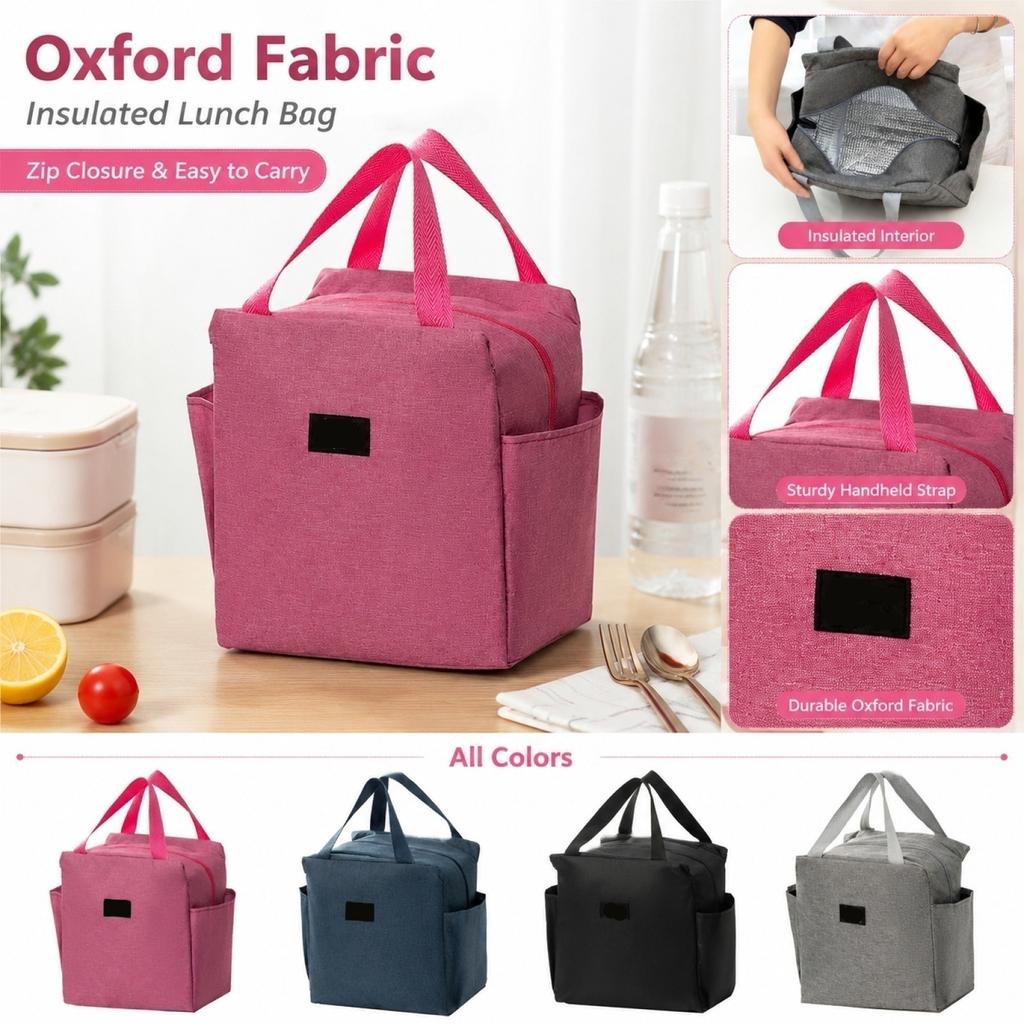 Fabric Zippered Picnic Bag with Large Capacity Compartment and Dual Carry Handles for Outdoor Use