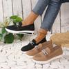 Spring new metal chain slope heel thick sole one pedal breathable and lightweight mesh large size casual single shoes women