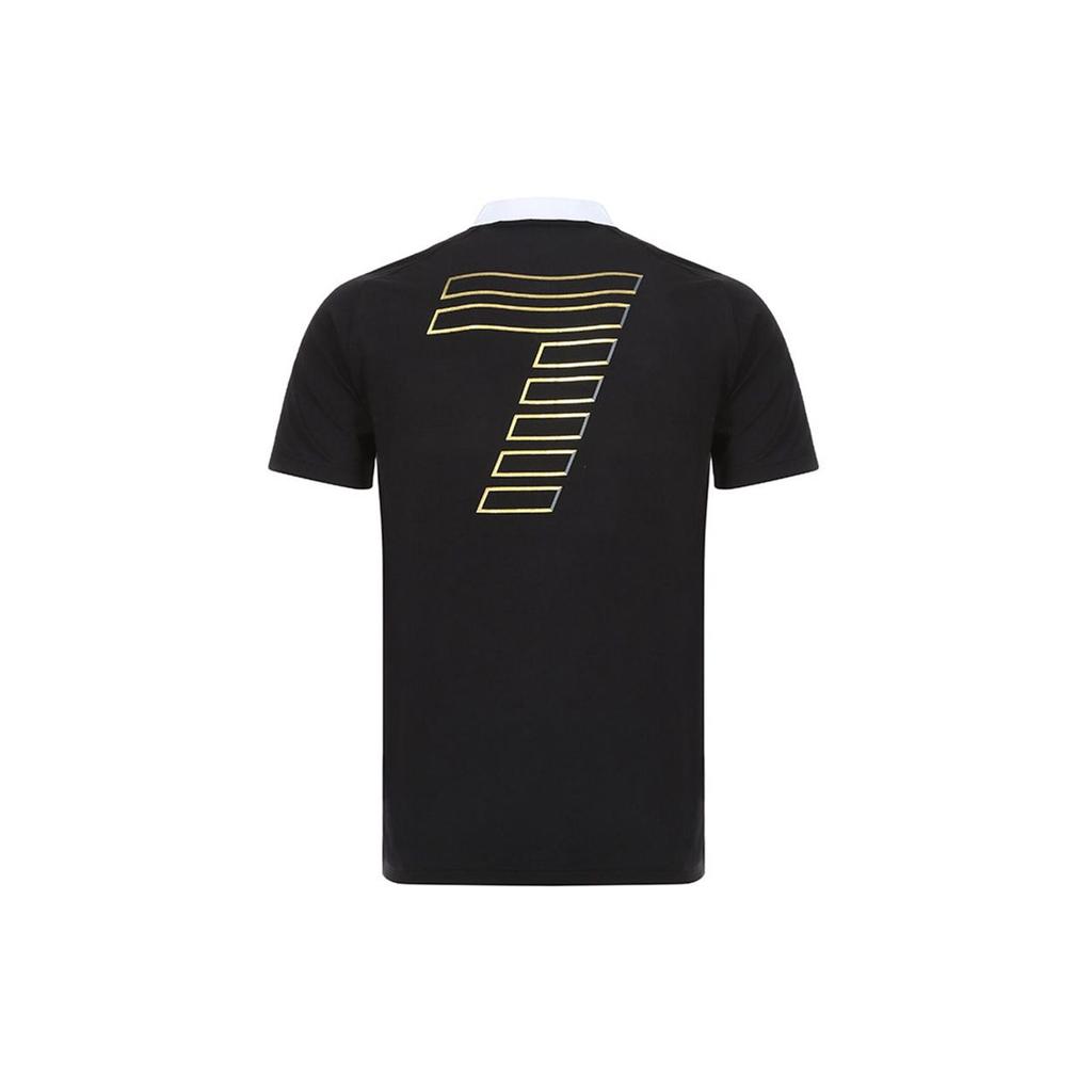 Emporio Armani Camiseta polo de manga corta con bloques de color y estampado de logo EA7 para hombre polo negro dorado 3GPF60-PJL2Z-1200