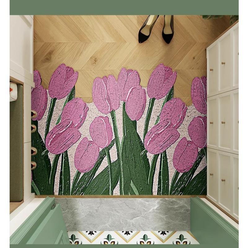 Entrance Dust-proof Silk Circle Floor Mat Entrance Door PVC Door Mat Anti-slip Home Carpet Mat