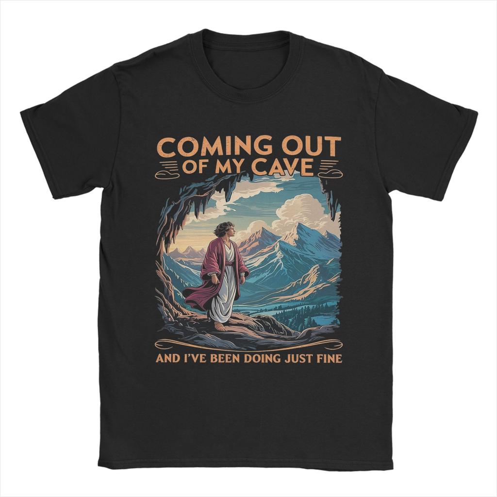 Jesus Coming Out Of My Cave T Shirts Unisex Pure Cotton Vintage TShirts Crewneck Tees Short Sleeve Clothes 6XL