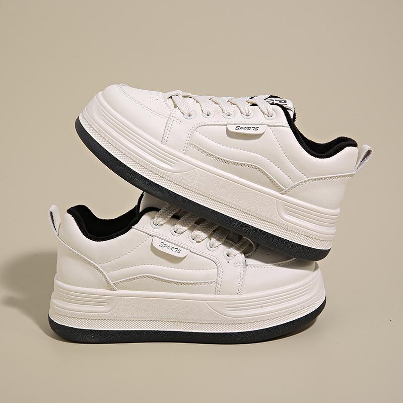 2025 winter new ins Korean version of thick-soled low-top velvet little white shoes women's tide running casual board shoes women's Y8613-2