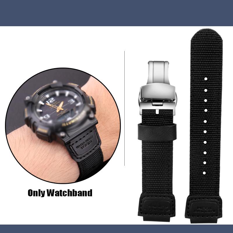 Für Casio Nylonarmband W-735H AE-1200WH SGW-300/400H/500H AQ-S810W AE-1000/1300 MRW-200H Konvex 16 18mm Canvas Silikon Uhrenarmband