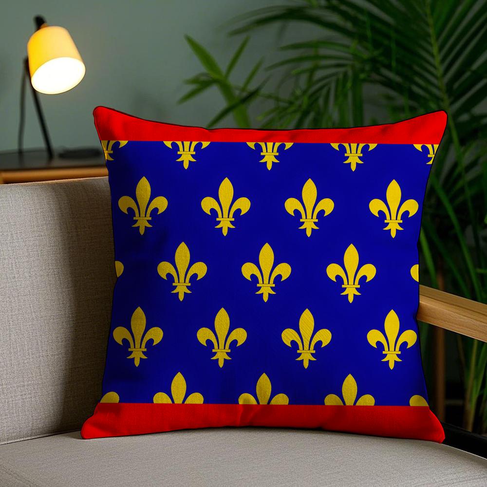 Anjou Flag French Region Cushion Cover Plush Fabric Soft Double-Sided Printed Invisible Zipper Sofa Pillow Case Home Decor