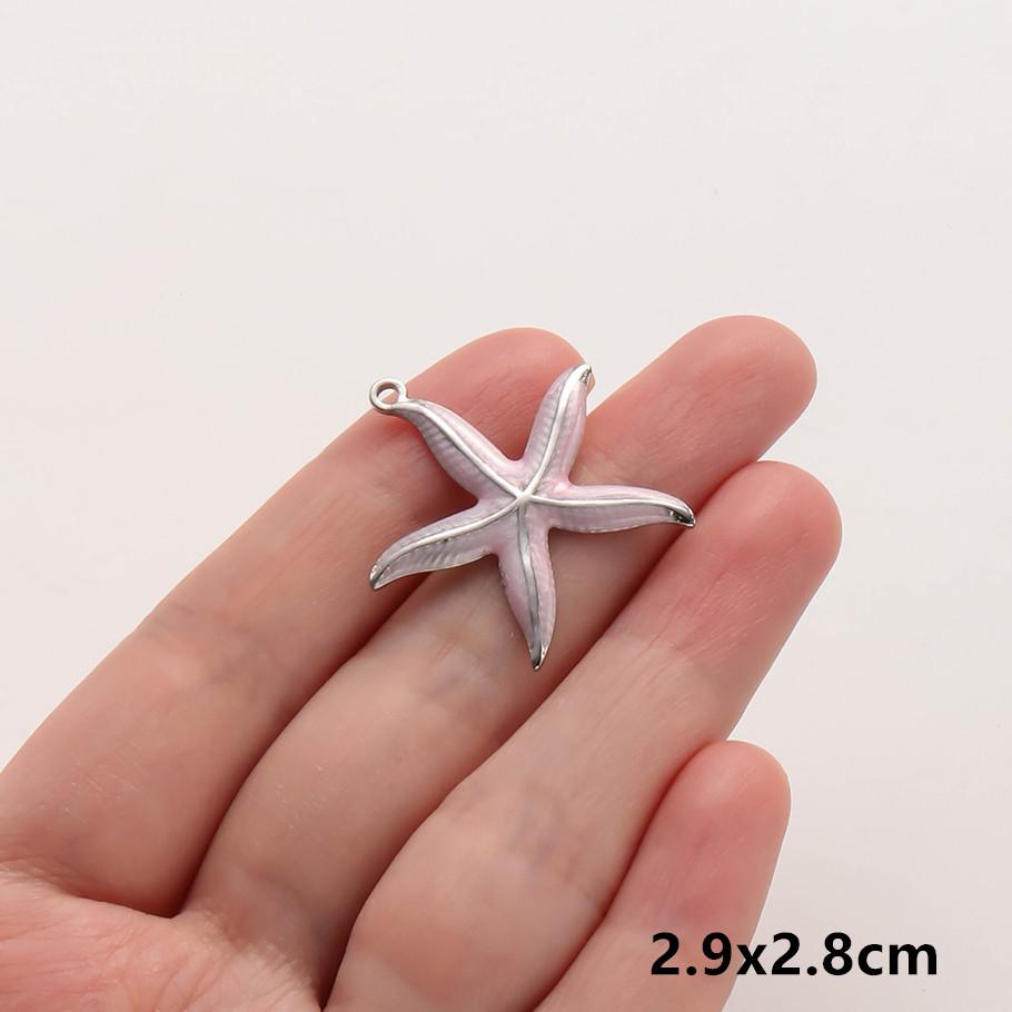 2pcs Marine Animals Pink/Hot Pink Enamel Charm Shell Jellyfish Starfish Conch Stainless Steel Pendant Charms For Jewelry Making