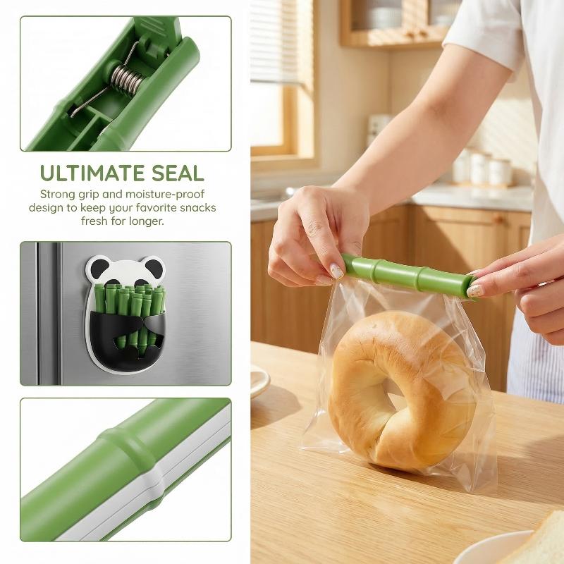 textureBag Sealer Clips 12PCS Cute Panda Food Clamps Heavy Duty Freshness Seal for Home Kitchen Snack Food Storage