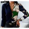 GMXIA Women's Fashion Casual Solid Color Print Long Sleeve POLO Neck Blouses & Shirts