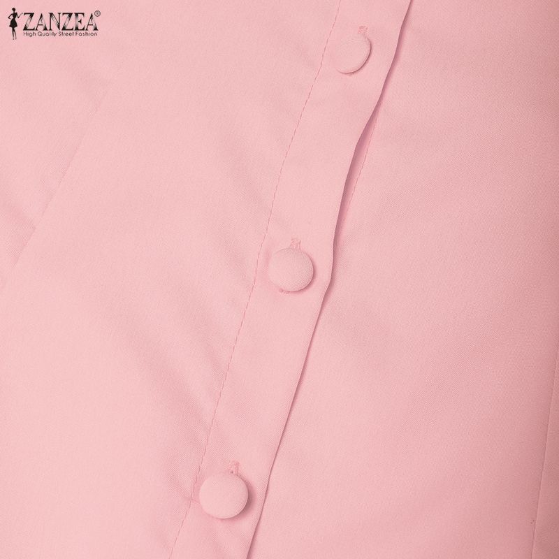 ZANZEA Damen Lässig Rundhals Sommer Ärmelloses Kleid